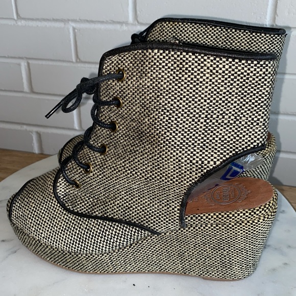 JEFFREY CAMPBELL Handmade IBIZA LAST Platform Ankle Booties Lace-Ups Size 8 - Picture 4 of 17